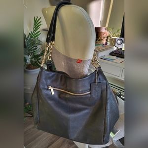 Authentic DANIER Leather stylish slouch hobo black shoulder bag